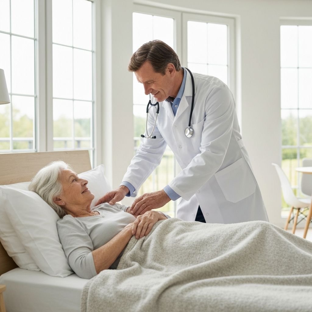 Doctor visiting elderly patient at home